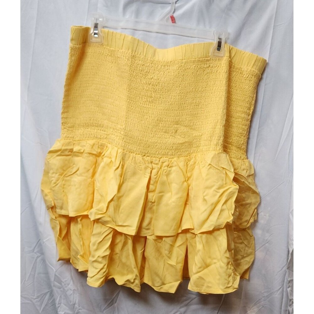 New Ascot and Hart Women's Yellow Strapless Ruffle Top / Blouse Size 3XL